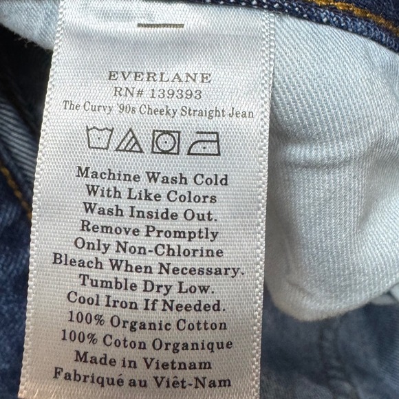 Everlane The Curvy 90s Cheeky Straight Jean Organic Cotton Dark Wash Denim - Picture 9 of 9